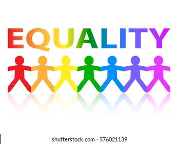 Equality Cut Out Paper People Chain In Rainbow Colors
