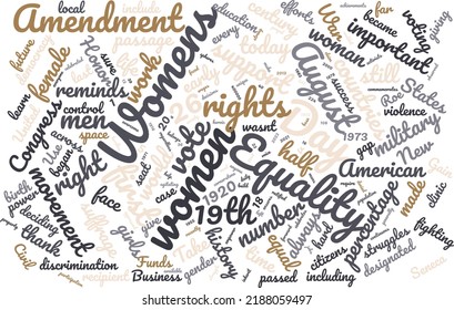 Women’s Equality Day 26 August Word Cloud In Vector Art Creative Colourful White Back Ground