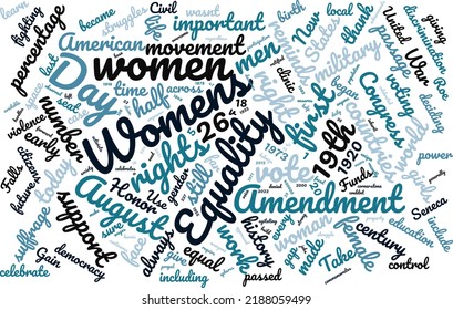 Women’s Equality Day 26 August Word Cloud In Vector Art Creative Colourful White Back Ground