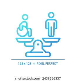 Equality and diversity gradient linear vector icon. Disability community service. Disabled person equal special needs. Thin line color symbol. Modern style pictogram. Vector isolated outline drawing