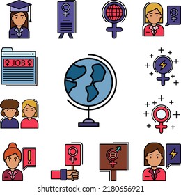 equality, earth globe, sign icon in a collection with other items