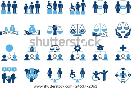 Equality and Equity for Accessibility Rights Icon Set