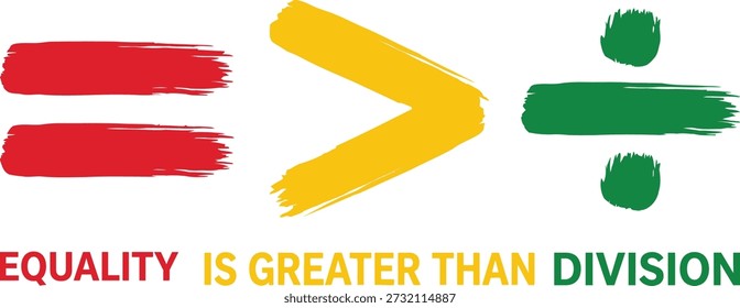 Design de tipografia de maior que divisão de igualdade