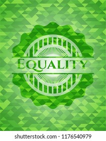 Equality green emblem with triangle mosaic background
