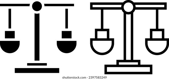 equality icon, balance scale weight sign symbol, solid and line stye. Vector illustration