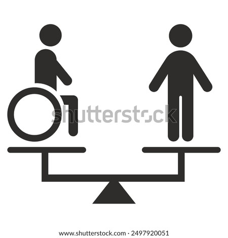 equality icon, disabled rights, flat vector illustration on white background