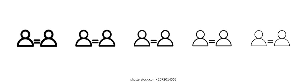 Ícone de igualdade preencheu o conceito de sinal plano para web design.