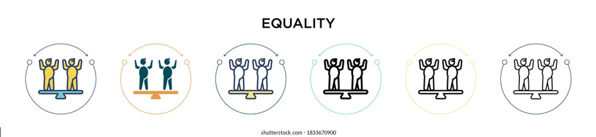 Icono de igualdad en el estilo relleno, delgado, contorno y trazo. Ilustración vectorial de dos iconos vectoriales de igualdad de color y negro se pueden utilizar para móviles, ui, web