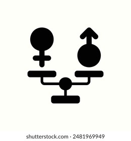 equality icon, isolated womens day theme icon in glyph style