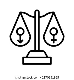 Equality Icon. Line Art Style Design Isolated On White Background