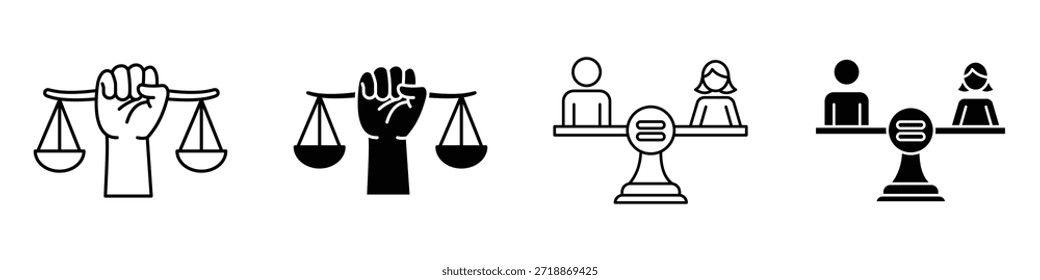 Icono de igualdad en paquete de estilo lineal y Clipart sobre fondo blanco.