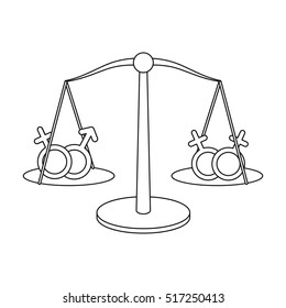 Equality icon in outline style isolated on white background. Gay symbol stock vector illustration.