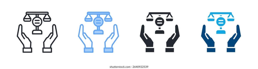 Equality Icon Set Multiple Style. Design In Outline, Blue, Glyph, Dualtone