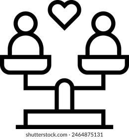 equality icon. Thin linear style design isolated on white background