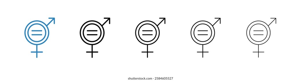 Equality icons in five different stroke sizes