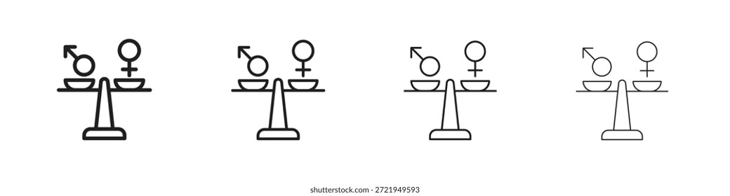 Los iconos de igualdad delinean el diseño de Vector negro. Línea con trazo editable.