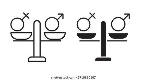 Conjunto de iconos de igualdad aislados sobre fondo blanco Ilustración vectorial plana.