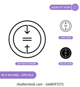 Equality icons set vector illustration with solid icon line style. Gender equality concept. Editable stroke icon on isolated background for web design, infographic and UI mobile app.