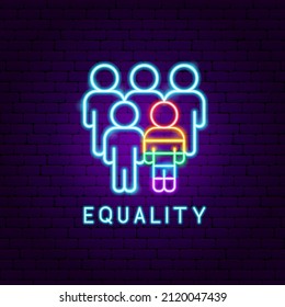 Etiqueta de neón LGBT igualitaria. Ilustración vectorial de la promoción del pueblo.