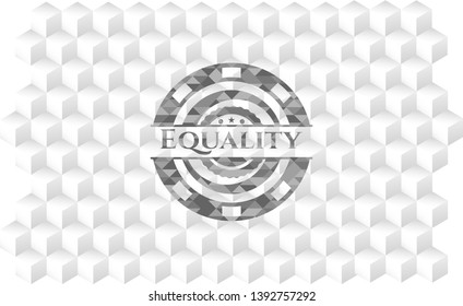 Equality realistic grey emblem with cube white background