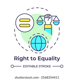 Equality right multi color concept icon. Social justice, human rights. Democracy, liberty. Round shape line illustration. Abstract idea. Graphic design. Easy to use in infographic, presentation