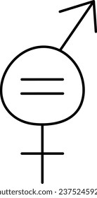 Símbolo de igualdad signo blanco y negro, signo de una línea de igualdad de género 