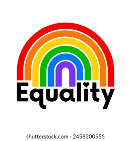 Equality typography with rainbow design for Pride month celebration.