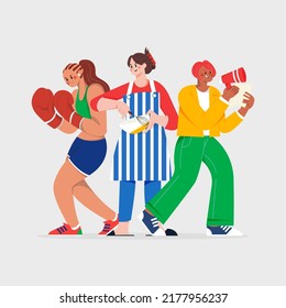 Equality Various Woman Professions Concept