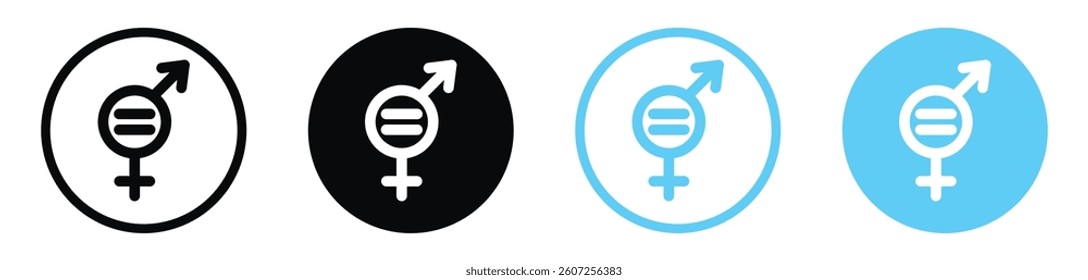 Equality vector icons in black and blue colors