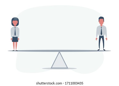 Equality woman and man concept. Vector flat design illustration.