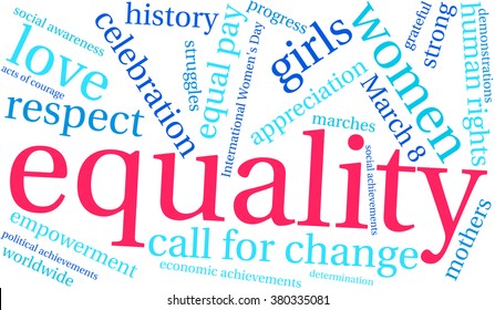 Equality word cloud on a white background. 