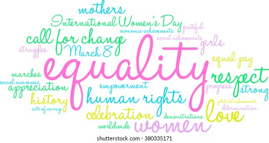 Equality word cloud on a white background. 