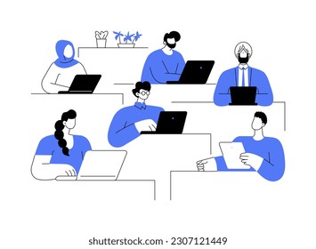 La igualdad en un lugar de trabajo abstracto concepto de ilustración vectorial. Grupo de personas diversas juntas, organización de trabajo en equipo, administración de recursos humanos, carrera profesional, falta de discriminación metáfora abstracta.