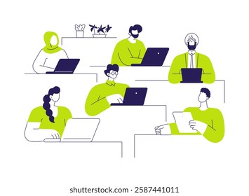 Equality at a workplace abstract concept vector illustration. Group of diverse people together, teamwork organization, HR management, pursue career, lack of discrimination abstract metaphor.