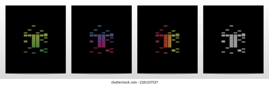 Equalizer Bar Forming Letter Logo Design T