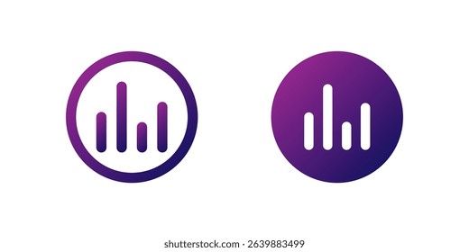 Equalizer Bars Icon Set. A purple gradient icon with vertical bars representing an equalizer, perfect for audio settings or music applications.