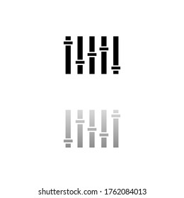 Equalizer. Black symbol on white background. Simple illustration. Flat Vector Icon. Mirror Reflection Shadow. Can be used in logo, web, mobile and UI UX project