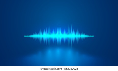 Equalizer blue sound wave. Voice recognition. VECTOR. 