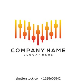 vector de libro de ecualizador, logotipo de música