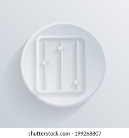 equalizer. circle white paper icon with a long shadow.