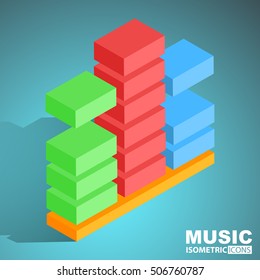 Equalizer color icon, vector symbol in flat, outline and isometric style 