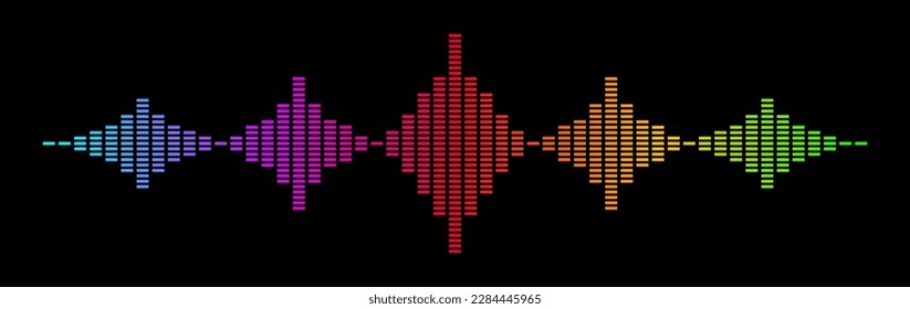 Equalizer colorful waves, isolated on black background. Frequency audio waveform. Music wave. Equalizer vector color illustration.