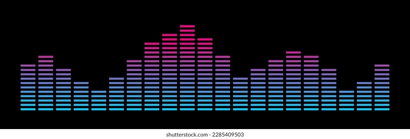 Equalizer colorful waves, isolated on black background. Frequency audio waveform. Music wave. Equalizer vector color illustration.