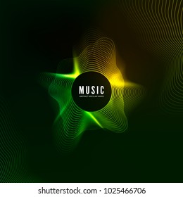 Equalizer concept. Design of music background. Audio wave vibrant effect. Digital color sound curve pattern. Vector illustration
