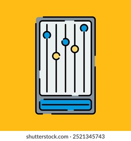 Equalizer Controller Icon Illustration Flat Design Style Isolated on Yellow Background