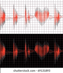 Equalizer, or electrocardiogram with fluctuations in heart shape