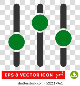 Equalizer EPS vector pictograph. Illustration style is flat iconic bicolor green and gray symbol on white background.