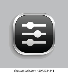 Equalizer füllen Icon Design. Glossy Button-Stil, abgerundetes Rechteck einzeln auf grauem Hintergrund. Vektorgrafik