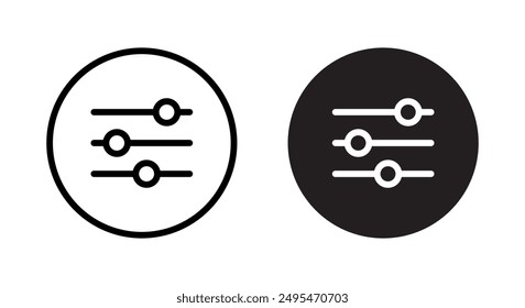 Equalizer filter icon on black circle