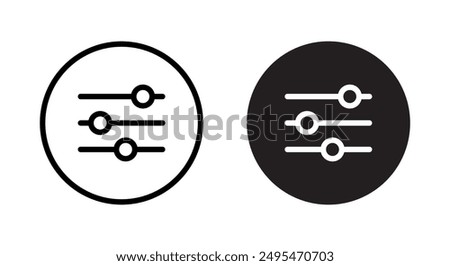 Equalizer filter icon on black circle